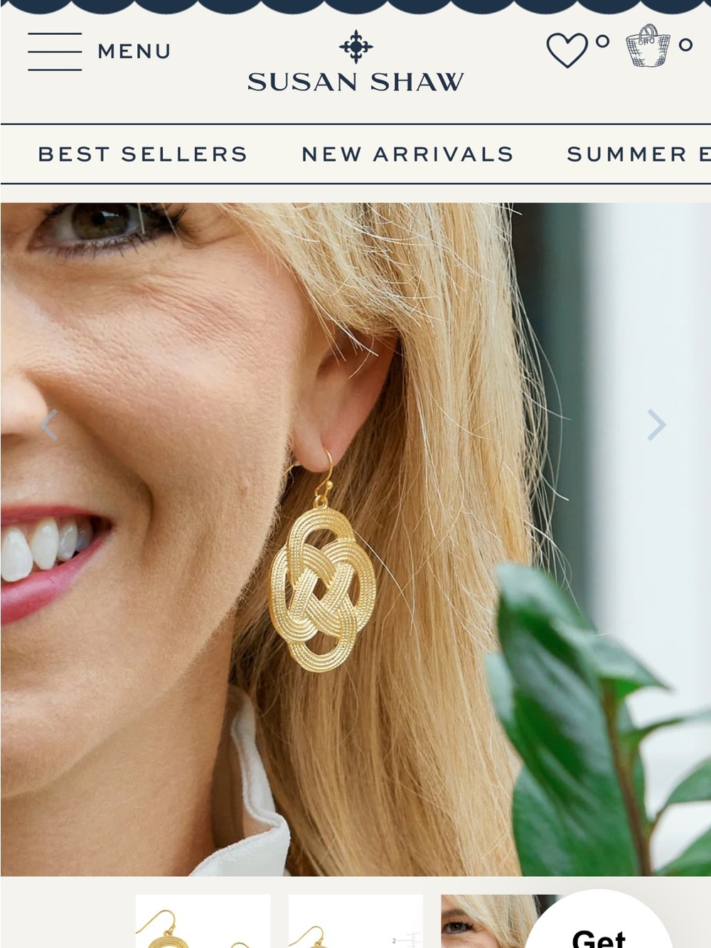 Gold Knot Drop Earrings by Susan Shaw